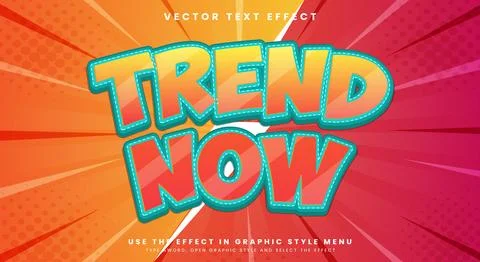 Trend Now headline editable text effect Template 库存插图