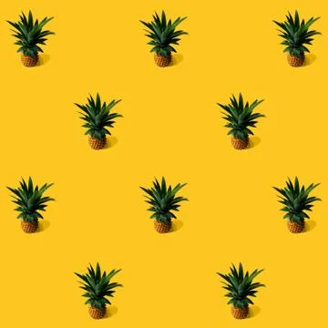 Trend pattern pineapple on orange minimalist concept photo 스톡 사진