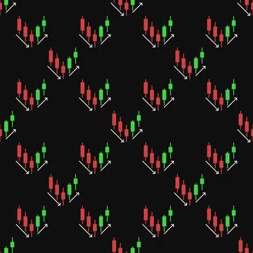 Trend Reversal Candlestick Chart vector colored seamless pattern Stock Illustration