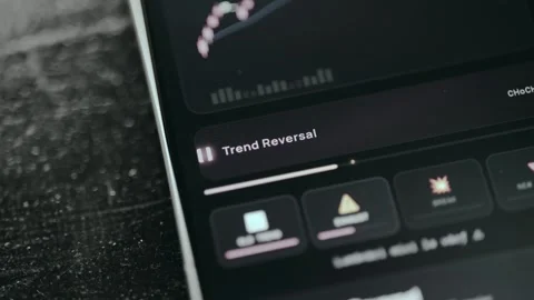 Trend reversal strategy visualized via candlestick chart Stock Footage 332078321