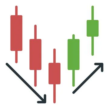 Trend Reversal vector Candlestick Chart icon or sign Illustrazione stock
