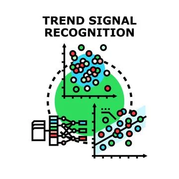 Trend signal recognition process analyzing data and algorithms Stock Illustration