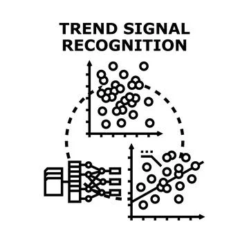 Trend signal recognition process analyzing data and algorithms Stock Illustration