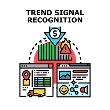Trend signal recognition process identifying market data イラスト素材