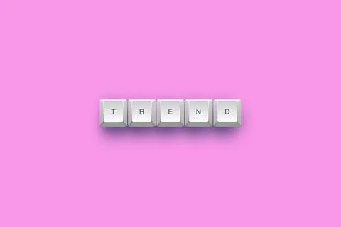 Trend text on a 3d keyboard button with shadow concept series 库存插图