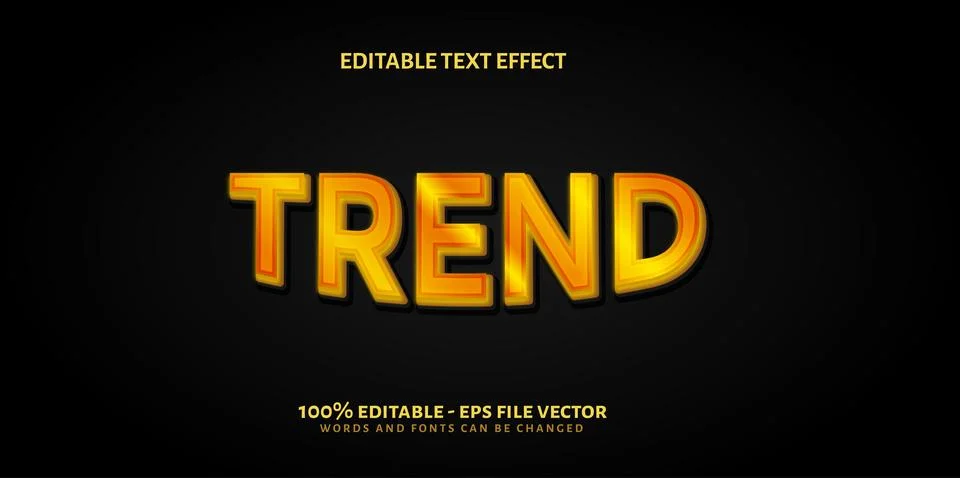 Trend Text Effect, Editable text style effect with 3D effect theme. Stock Illustration