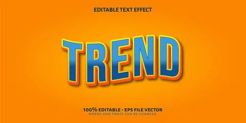 Trend Text Effect, Editable text style effect with 3D effect theme. Stock Illustration