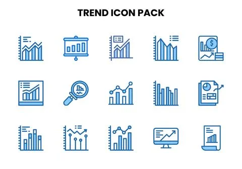 Trend Two Colour Collection Icons Pack Illustrazione stock