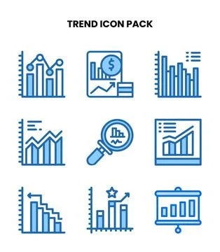Trend Two Colour Icons Pack Stock Illustration