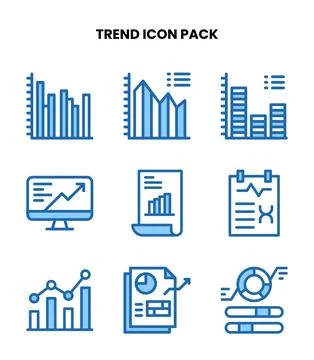 Trend Two Colour Vector Icons Pack Stock Illustration