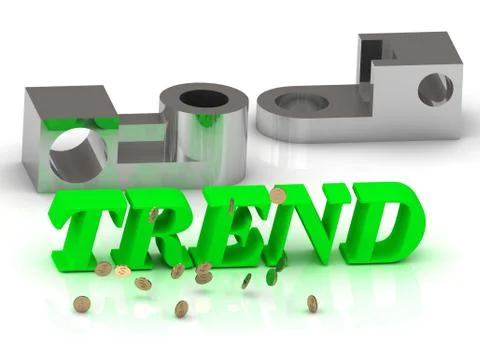 TREND- words of color letters and silver details on white background Illustration