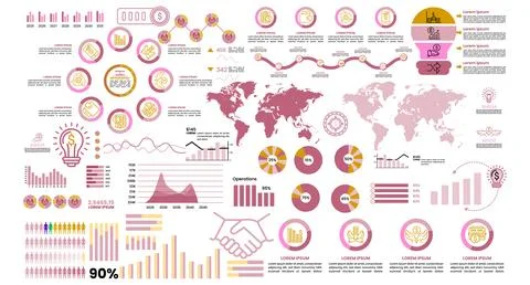 Trending bundle of abstract infographic elements. Business and finance info.. Illustration