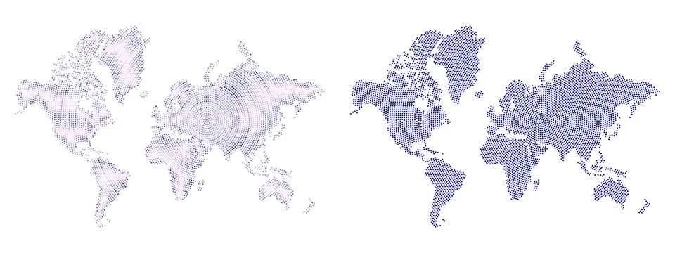 Trending Circle shape dotted vector world map in geometric style in differe.. 스톡 일러스트