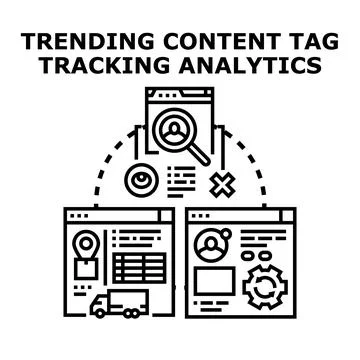 Trending content tag tracking analytics vector concept Stock Illustration