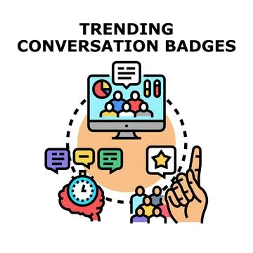 Trending conversation badges concept vector illustration Stock Illustration