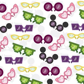 Trending eyeglasses seamless pattern background Vector Stock Illustration