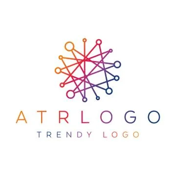 Trending gradient logo in one line abstract lines circle Stock Illustration