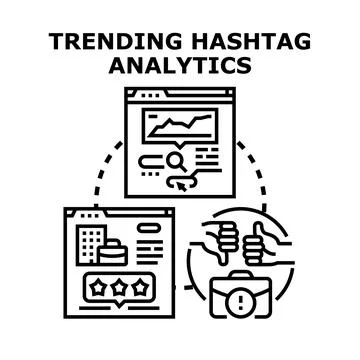 Trending hashtag analytics for business reputation Stock Illustration