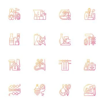 Trending hobbies gradient linear vector icons set 스톡 일러스트