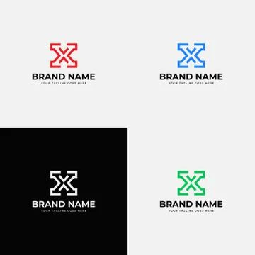 Trending line art style initial x letter logo design vector template. Profess Illustrazione stock