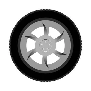 Trending modern vector car wheel with fashion aluminium rim isolated on white Stock Illustration
