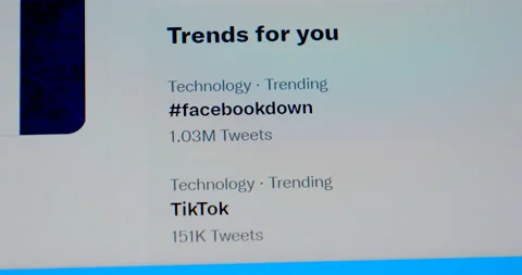 Trending now on Twitter hashtag facebookdown 스톡 동영상 162497415