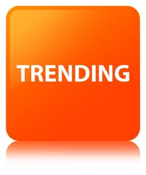 Trending orange square button 스톡 일러스트