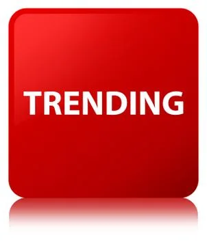 Trending red square button 스톡 일러스트