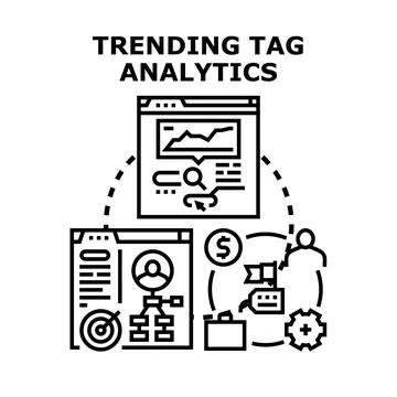 Trending tag analytics concept illustrating data analysis strategy Stock Illustration