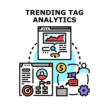 Trending tag analytics concept illustrating data analysis strategy Stock Illustration