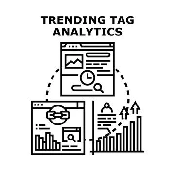 Trending tag analytics for content marketing strategy Stock Illustration