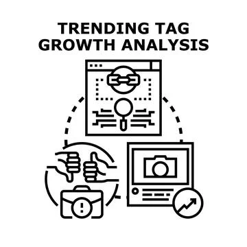 Trending tag growth analysis vector illustration Stock Illustration