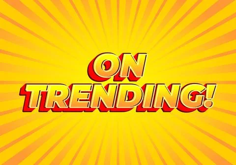 On trending!. Text effect in modern look, bright yellow red color Illustrazione stock