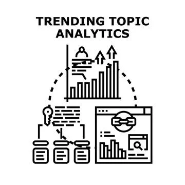 Trending topic analytics concept evaluating online data Stock Illustration