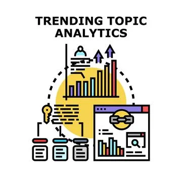 Trending topic analytics concept evaluating online data Stock Illustration