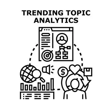 Trending topic analytics marketing strategy concept research 库存插图