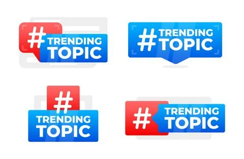Trending Topic Hashtag Speech Bubble Collection - Colorful and eye-catching Stock-Illustration