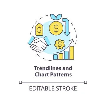 Trendlines and chart patterns concept icon Illustrazione stock