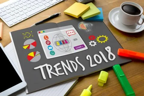 TRENDS 2018 new year business innovation technology Stock Illustration
