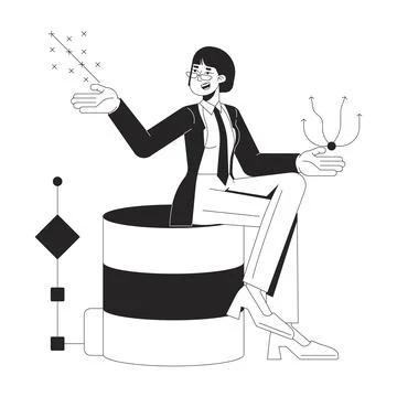 Trends of big data set line illustration concept Stockillustratie