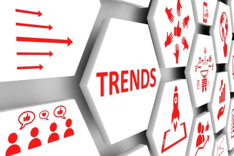 TRENDS concept cell background 3d illustration Stock Illustration