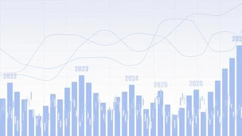 Trends in data analysis showing fluctuations from 2022 to 2026 with various Stock Illustration