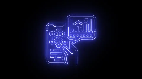 Trends Icon Isolated on Black Background, Market Direction Neon Line Animat.. Stock Footage 324635470