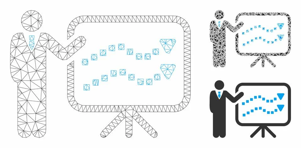 Trends Lecture Vector Mesh 2D Model and Triangle Mosaic Icon Stock Illustration