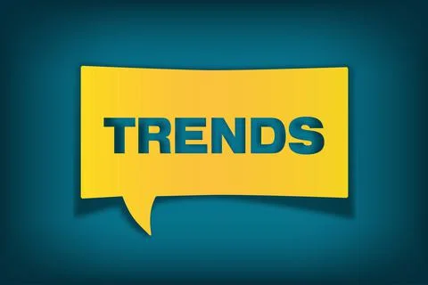 Trends. Paper cut speech bubble with word Trends. Post template for social. Stock Illustration