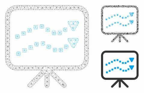 Trends Presentation Vector Mesh Carcass Model and Triangle Mosaic Icon 库存插图