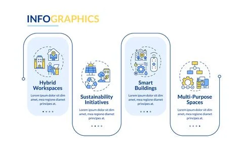 Trends in space management rectangle infographic vector Stock Illustration