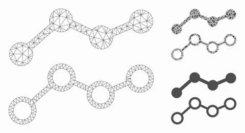 Trends Vector Mesh Carcass Model and Triangle Mosaic Icon 스톡 일러스트