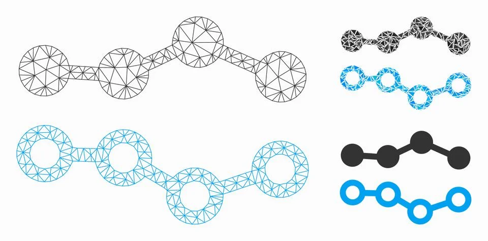 Trends Vector Mesh Wire Frame Model and Triangle Mosaic Icon Stock Illustration