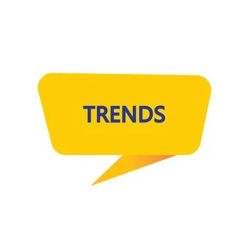 Trends - Yellow Speech Bubble. Button, Sign, Label, Icon, Tag, Badge. Illustrazione stock